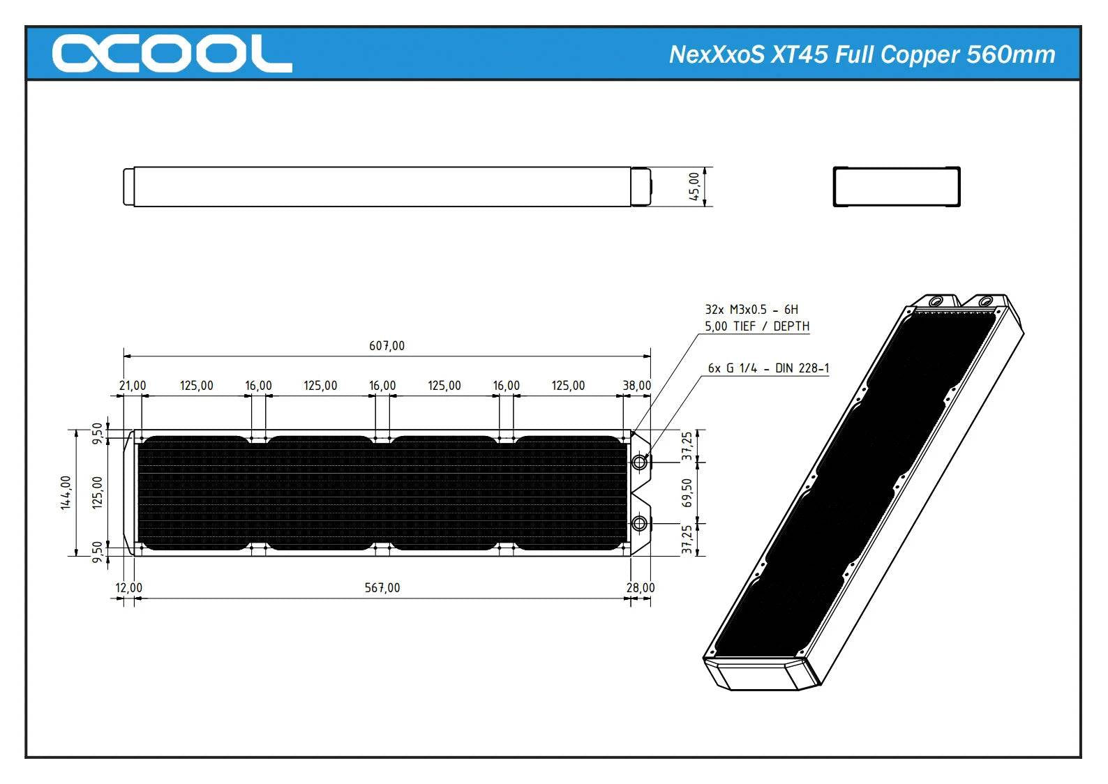 Alphacool NexXxoS XT45 Full Copper 560mm radiator Ordinary Cooling Gear Australia