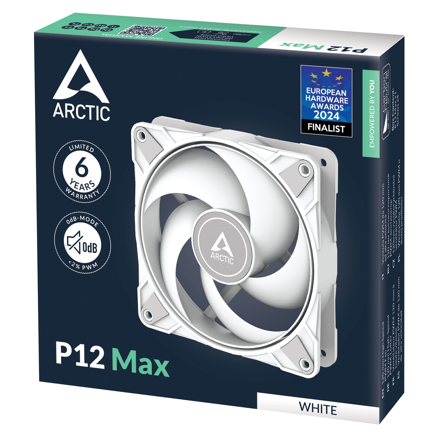 Arctic Cooling P12 MAX PWM 120mm High Performance Fan - White