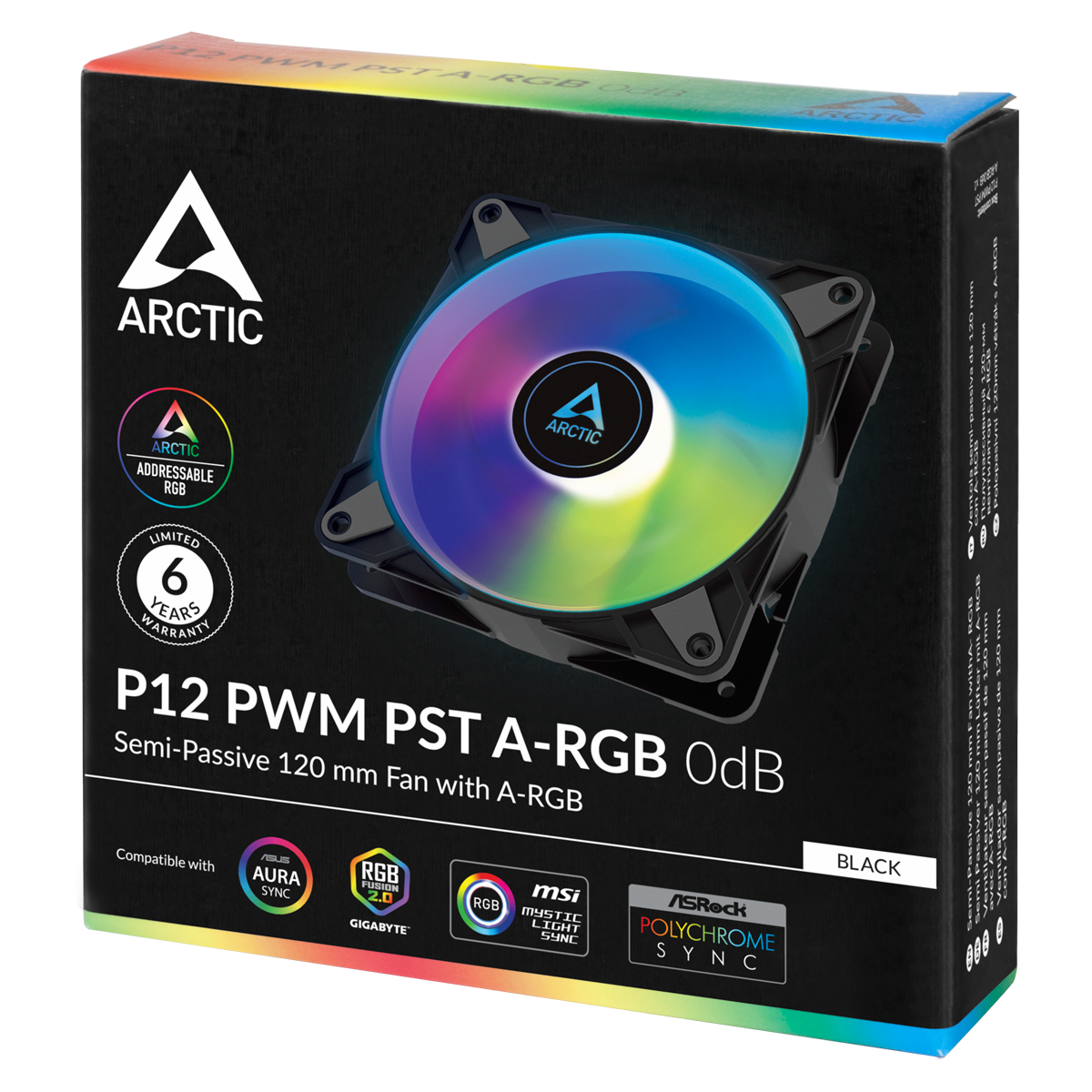 Arctic Cooling P12 PST 120mm ARGB PWM Case Fan - Black