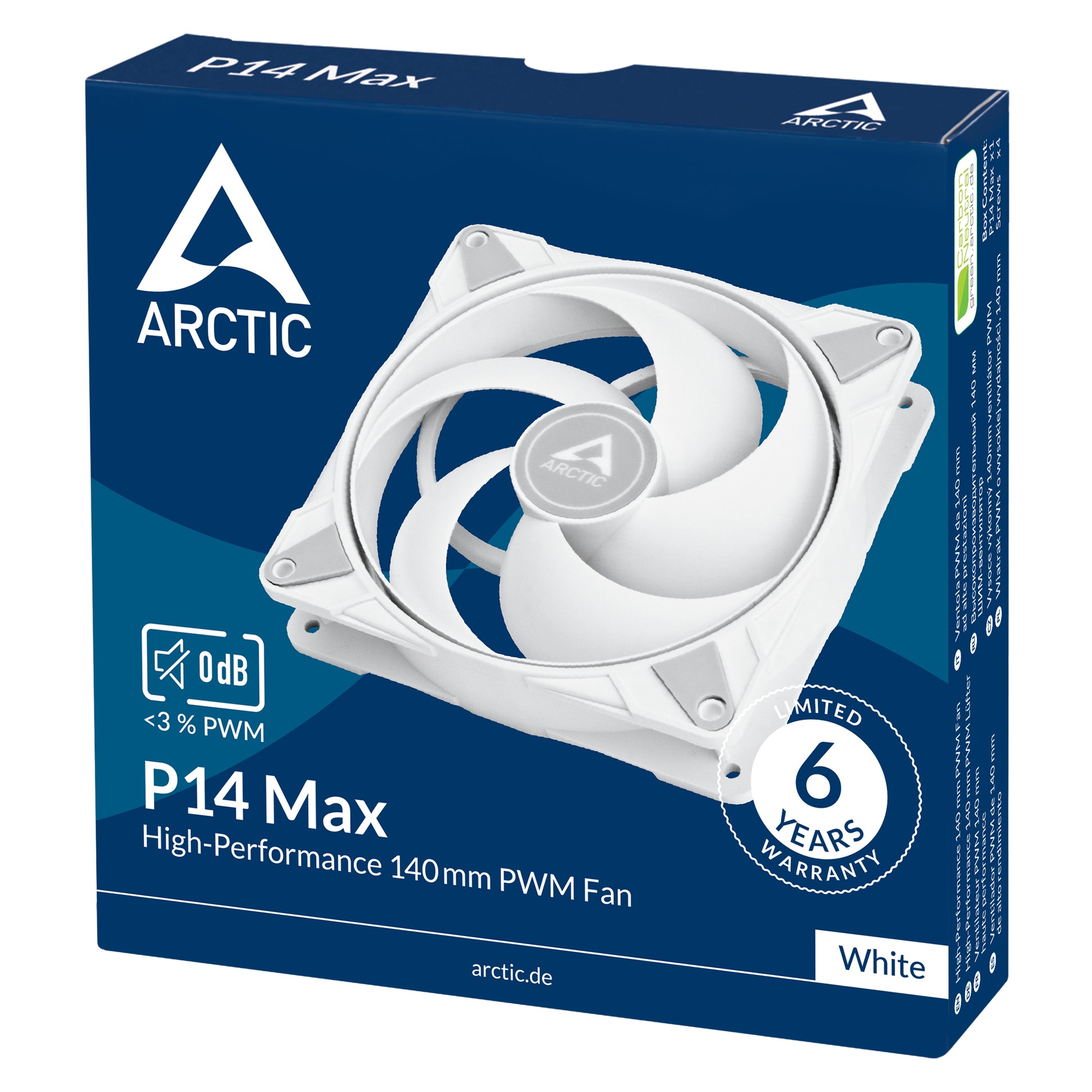 Arctic Cooling P14 PWM MAX 140mm Pressure-Optimised Fan - White