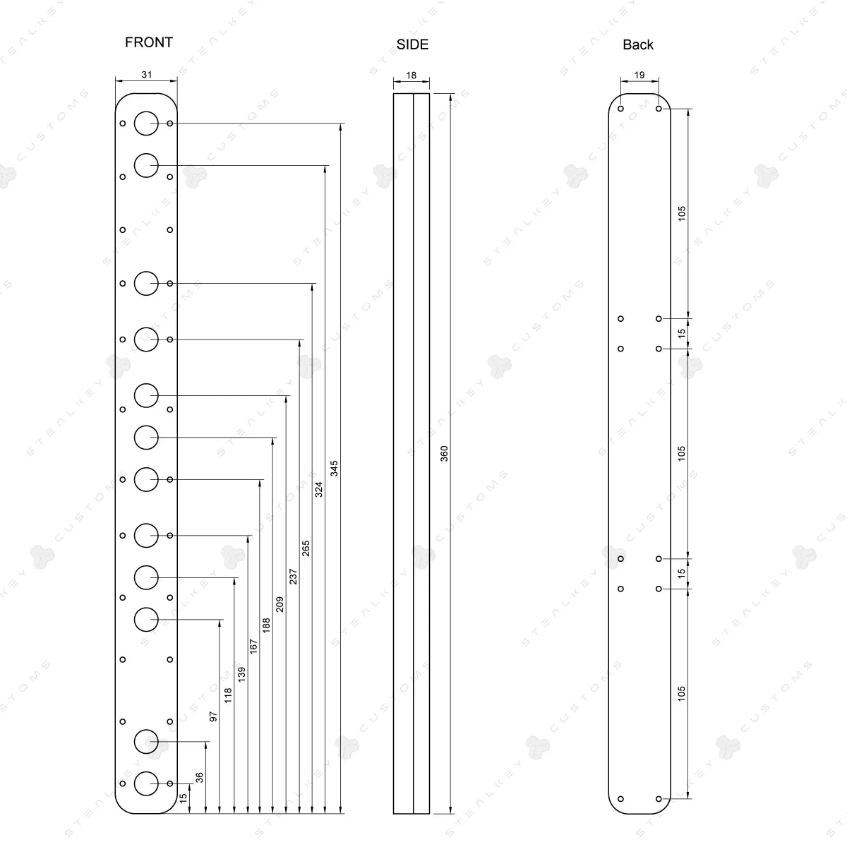 Stealkey CubeTube Distroplate 360mm - Acrylic